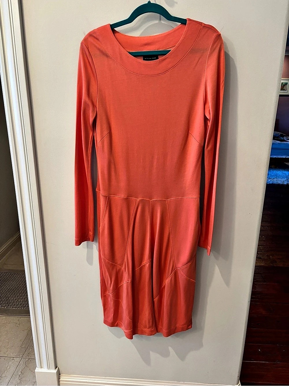 Bitte Kai Rand Long Sleeve Midi Dress in Orange Size Medium Like New